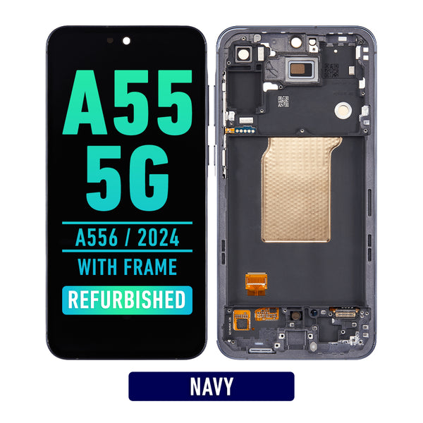 Samsung Galaxy A55 5G (A556 / 2024) OLED Screen Assembly Replacement With Frame (Refurbished) (Navy)