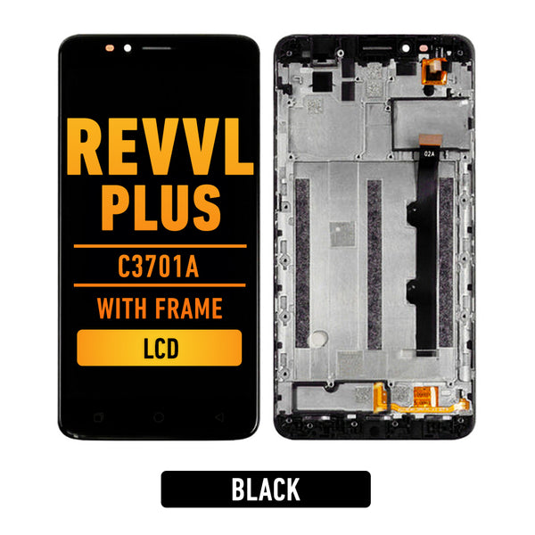 T-Mobile Revvl Plus (C3701A) LCD Screen Assembly Replacement With Frame (Black)