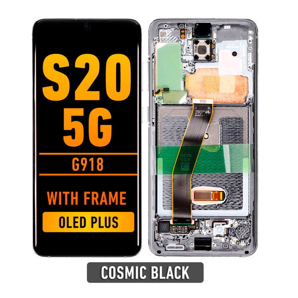 Samsung Galaxy S20 5G LCD Screen Assembly Replacement With Frame (Compatible For All Carriers Except Verizon 5G UW Model)  (OLED PLUS) (Cosmic Black)