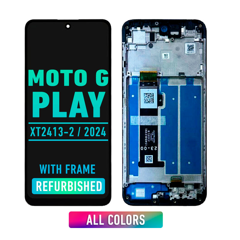 Motorola Moto G Play (XT2413-2 / 2024) LCD Screen Assembly Replacement With Frame (Refurbished) (All Colors)