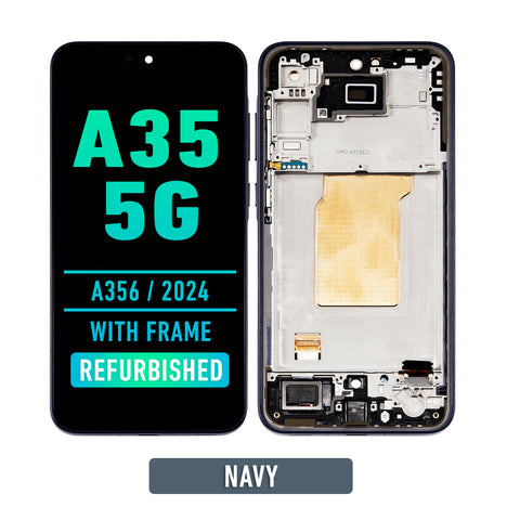 Samsung Galaxy A35 5G (A356 / 2024) OLED Screen Assembly Replacement With Frame (Refurbished) (Navy)