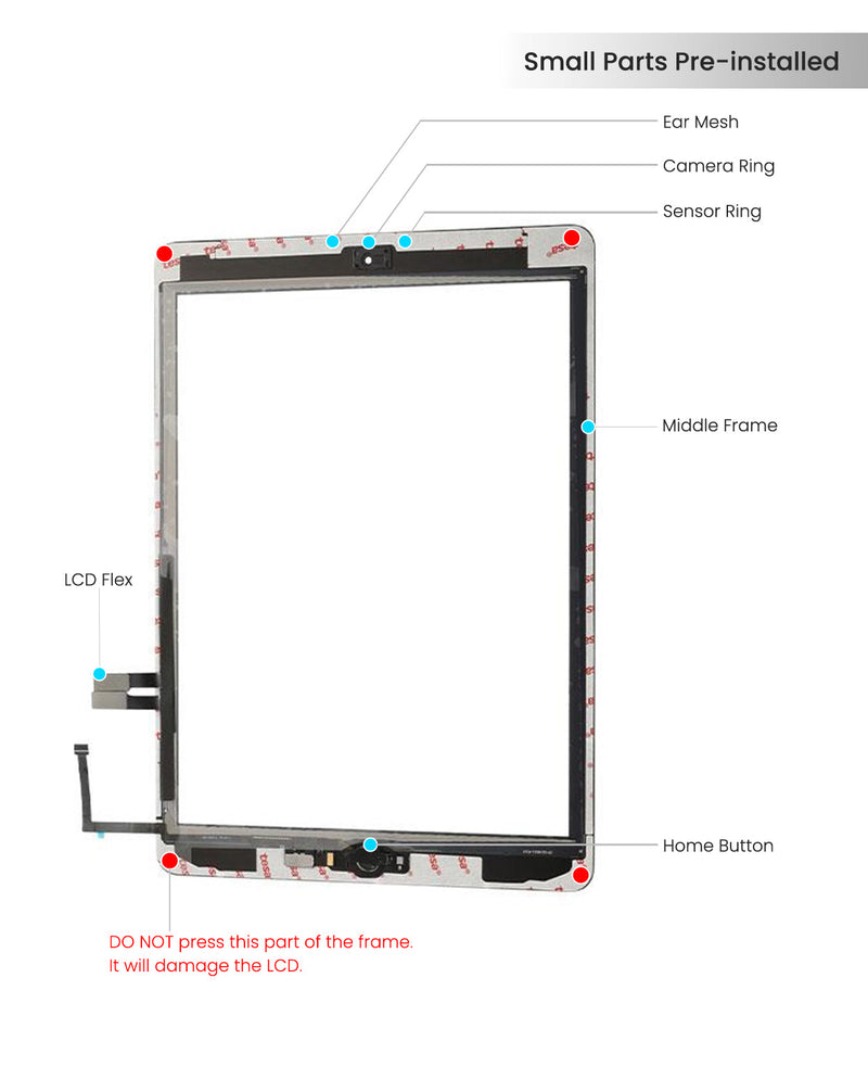 iPad 6 (2018) Digitizer Replacement (Home Button Pre-Installed) (Aftermarket Plus) (White)