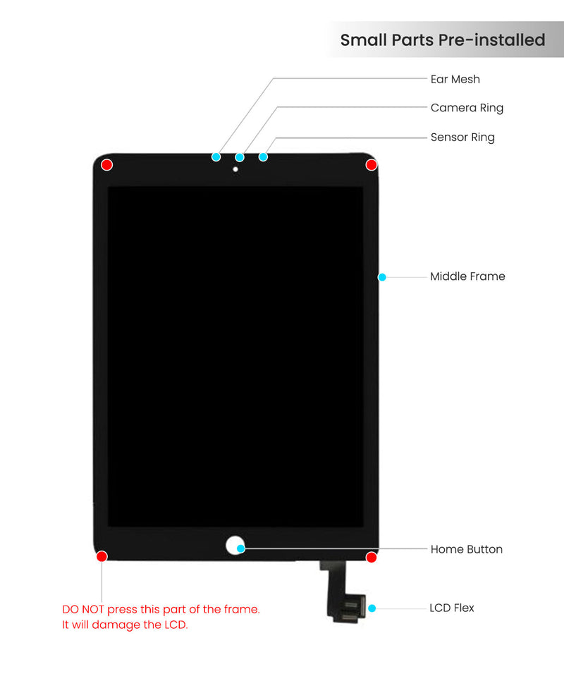 iPad Air 2 LCD Screen Assembly Replacement With Digitizer (Aftermarket Plus) (White)