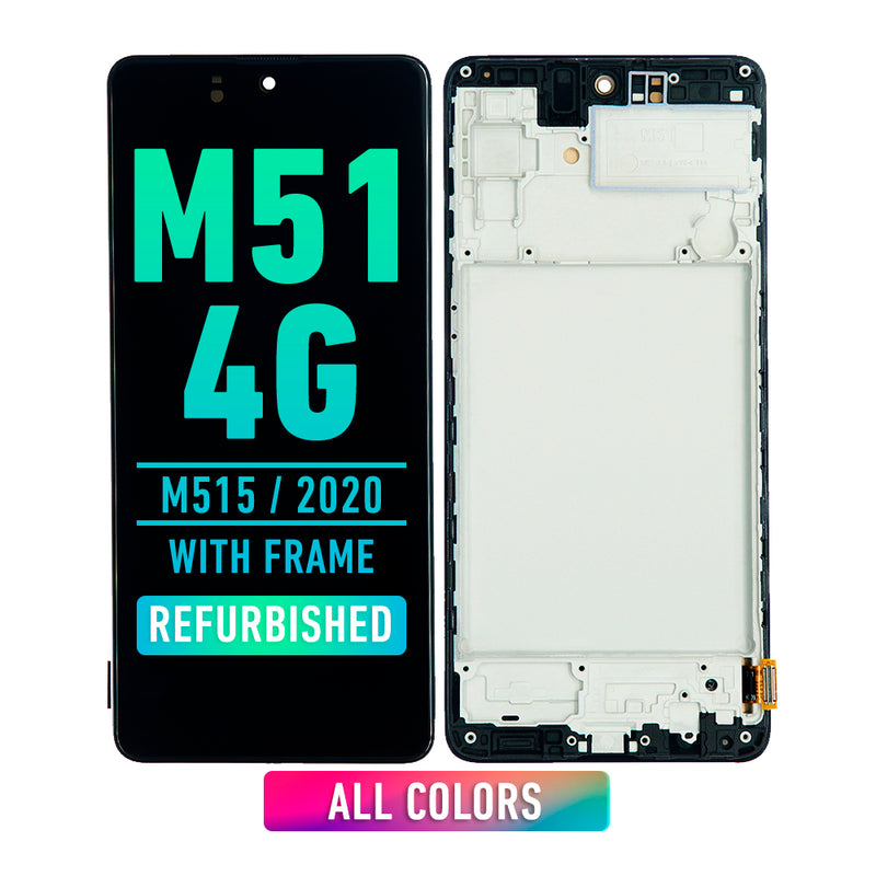 Samsung Galaxy M51 (M515 / 2020) OLED Screen Assembly Replacement With Frame (Refurbished) (All Colors)