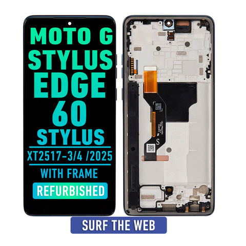Motorola Moto G Stylus 5G (XT2517-3 /2025) / Edge 60 Stylus (XT2517-4 /2025) OLED Screen Assembly Replacement With Frame (Refurbished) (SURF THE WEB)