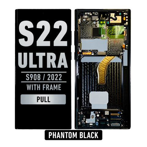 Samsung Galaxy S22 Ultra OLED Screen Assembly Replacement With Frame (Aftermarket Pull) (GOOD) (Phantom Black)