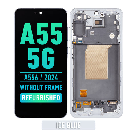 Samsung Galaxy A55 5G (A556 / 2024) OLED Screen Assembly Replacement With Frame (Refurbished) (Ice blue)