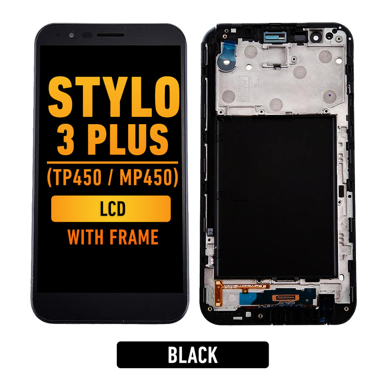 LG Stylo 3 Plus (TP450 / MP450) LCD Screen Assembly Replacement With Frame (Black)