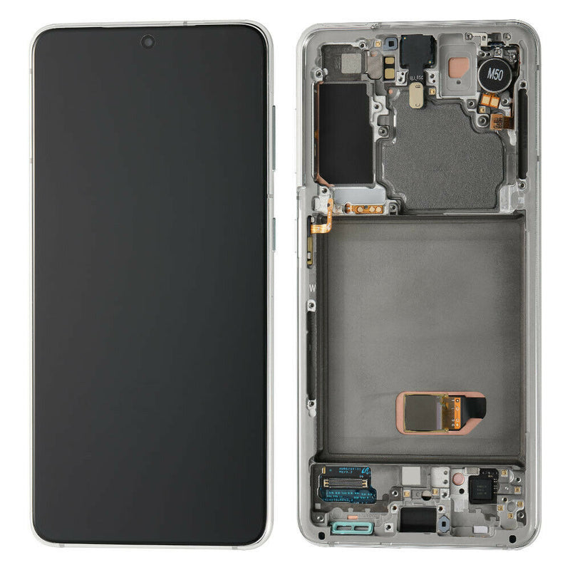 Samsung Galaxy S21 5G (G991) OLED Screen Assembly Replacement With Frame (Refurbished) (Phantom White)