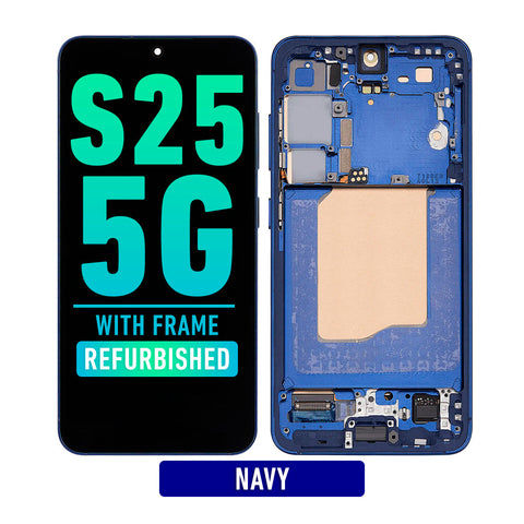 Samsung Galaxy S25 5G OLED Screen Assembly Replacement With Frame (Refurbished) (Navy)