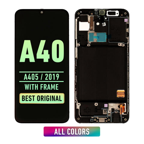 Samsung Galaxy A40 (A405 / 2019) OLED Screen Assembly Replacement With Frame (Refurbished) (All Colors)