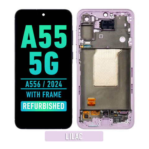 Samsung Galaxy A55 5G (A556 / 2024) OLED Screen Assembly Replacement With Frame (Refurbished) (Lilac)