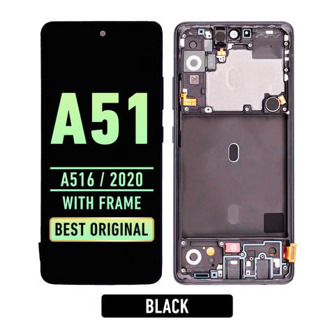 Samsung Galaxy A51 5G  (A516 / 2020) (Non-Verizon 5G UW Frame) OLED Screen Assembly Replacement With Frame (Refurbished) (Black)