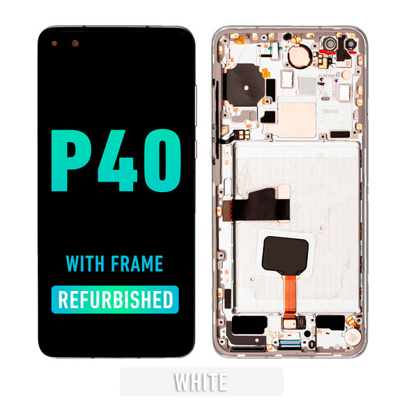 Huawei P40 LCD Screen Assembly Replacement With Frame (Refurbished) (White)