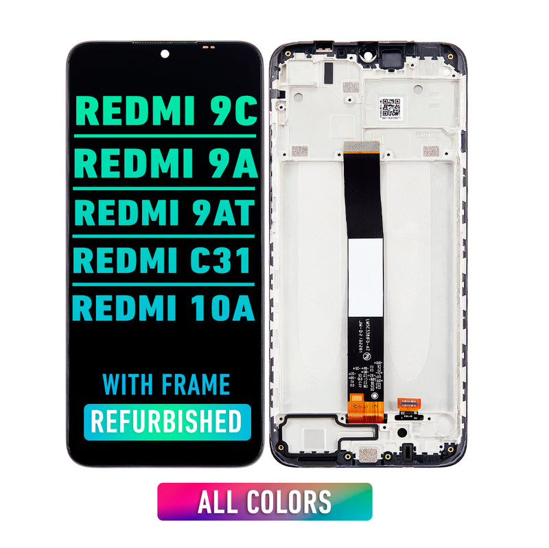 Xiaomi Redmi 9C / 9A / 9AT / POCO C31 / 10A LCD Screen Assembly Replacement With Frame (Refurbished) (All Colors)