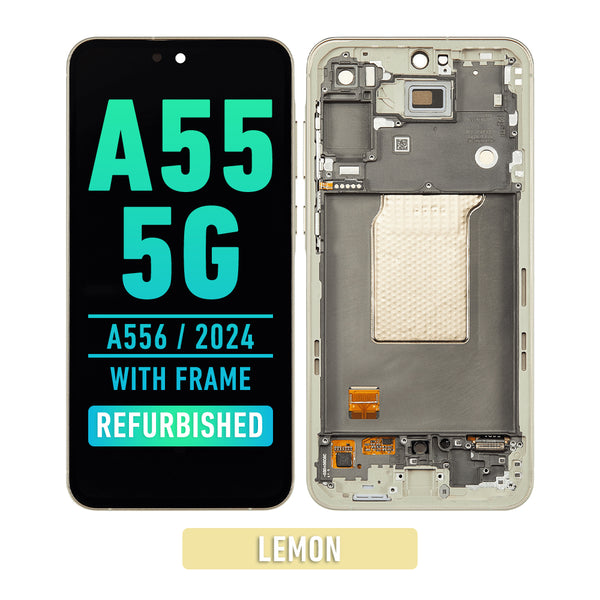 Samsung Galaxy A55 5G (A556 / 2024) OLED Screen Assembly Replacement With Frame (Refurbished) (Lemon)