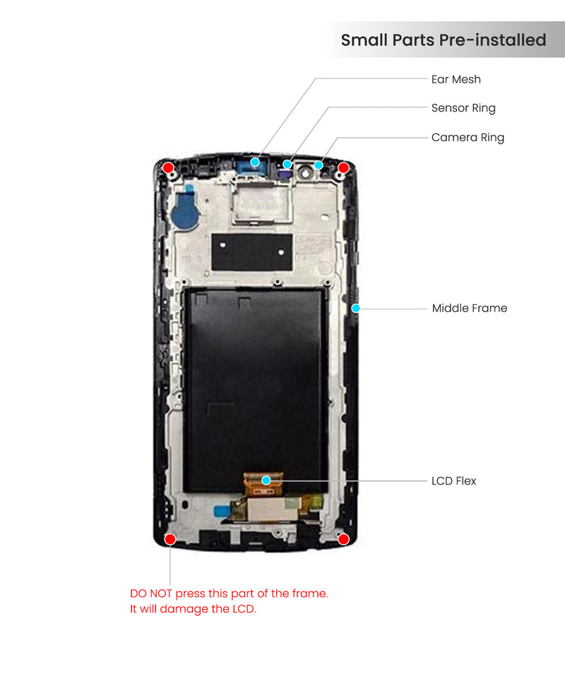 LG G4 (H815) LCD Screen Assembly Replacement With Frame (Refurbished) (Black)