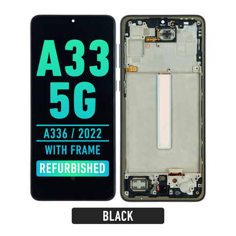 Samsung Galaxy A33 5G (A336 / 2022) OLED Screen Assembly Replacement With Frame (Refurbished) (Black)