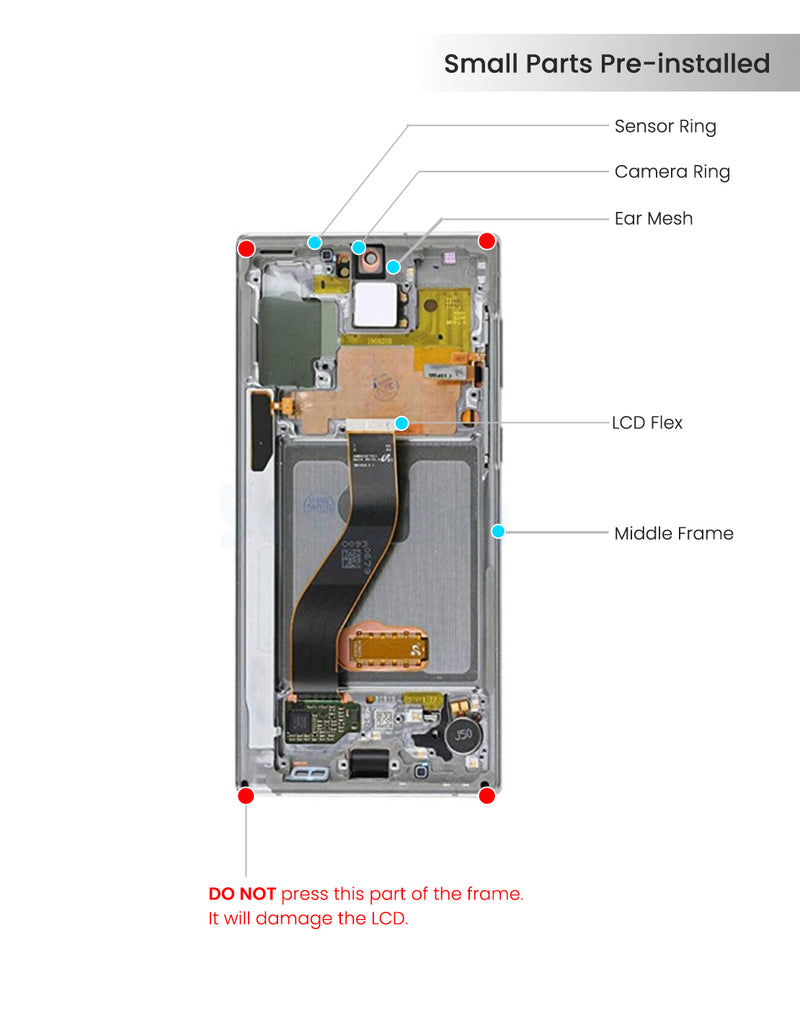 Samsung Galaxy Note 10 OLED Screen Assembly Replacement With Frame (Refurbished) (Aura White)