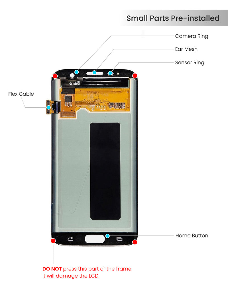 Samsung Galaxy S7 Edge OLED Screen Assembly Replacement Without Frame (All Version) (Refurbished) (Coral Blue)