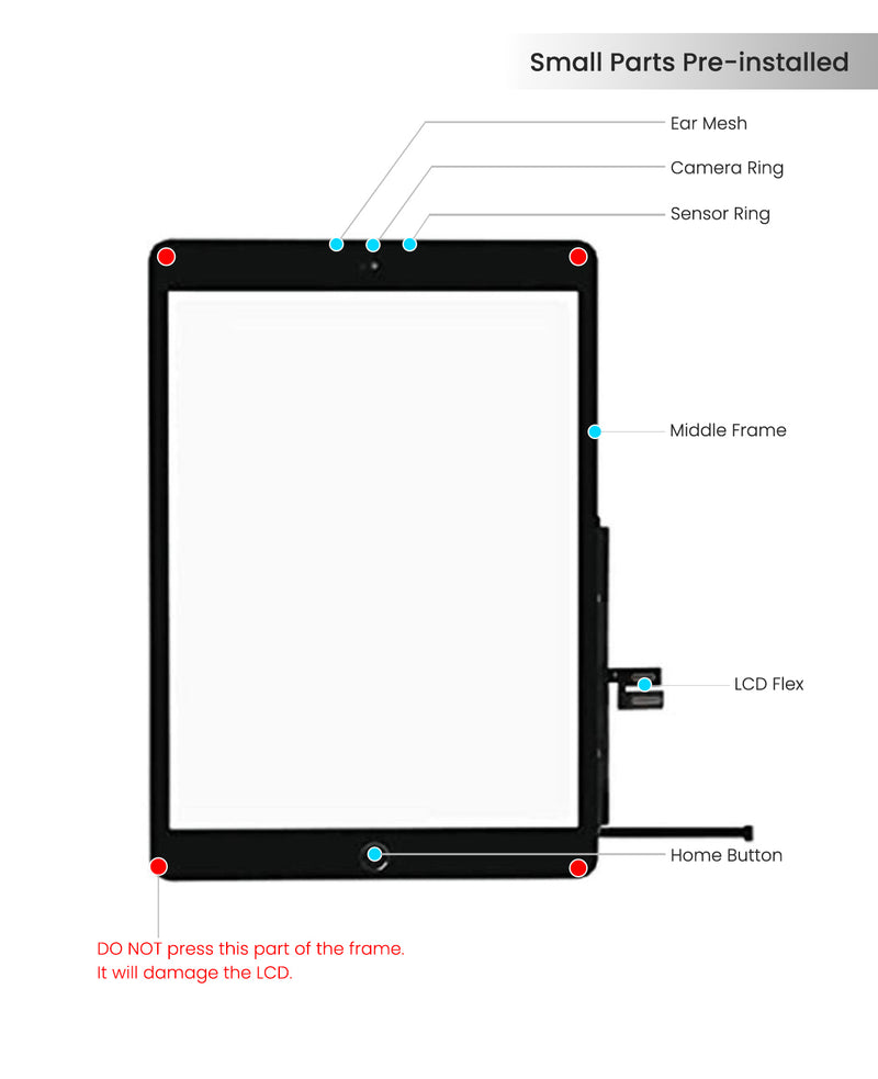 iPad 7 (10.2 / 2019) / iPad 8 (10.2 / 2020) / iPad 9 (10.2 / 2021) Digitizer Replacement (Home Button Pre-Installed) (Aftermarket Plus) (Black)